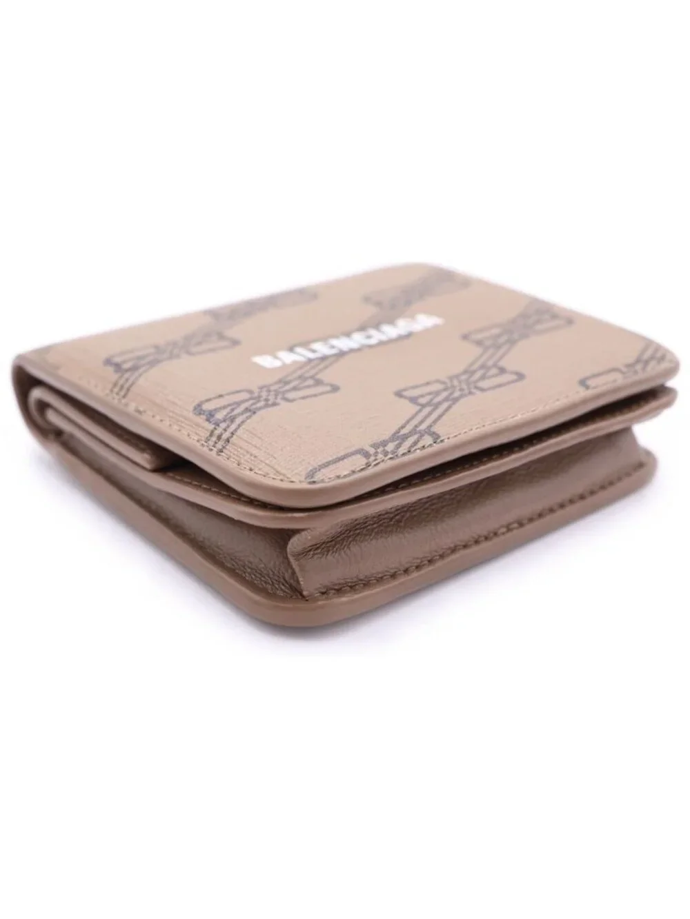 Balenciaga BB Signature Bifold Wallet Compact Logo All Over Pattern Leather